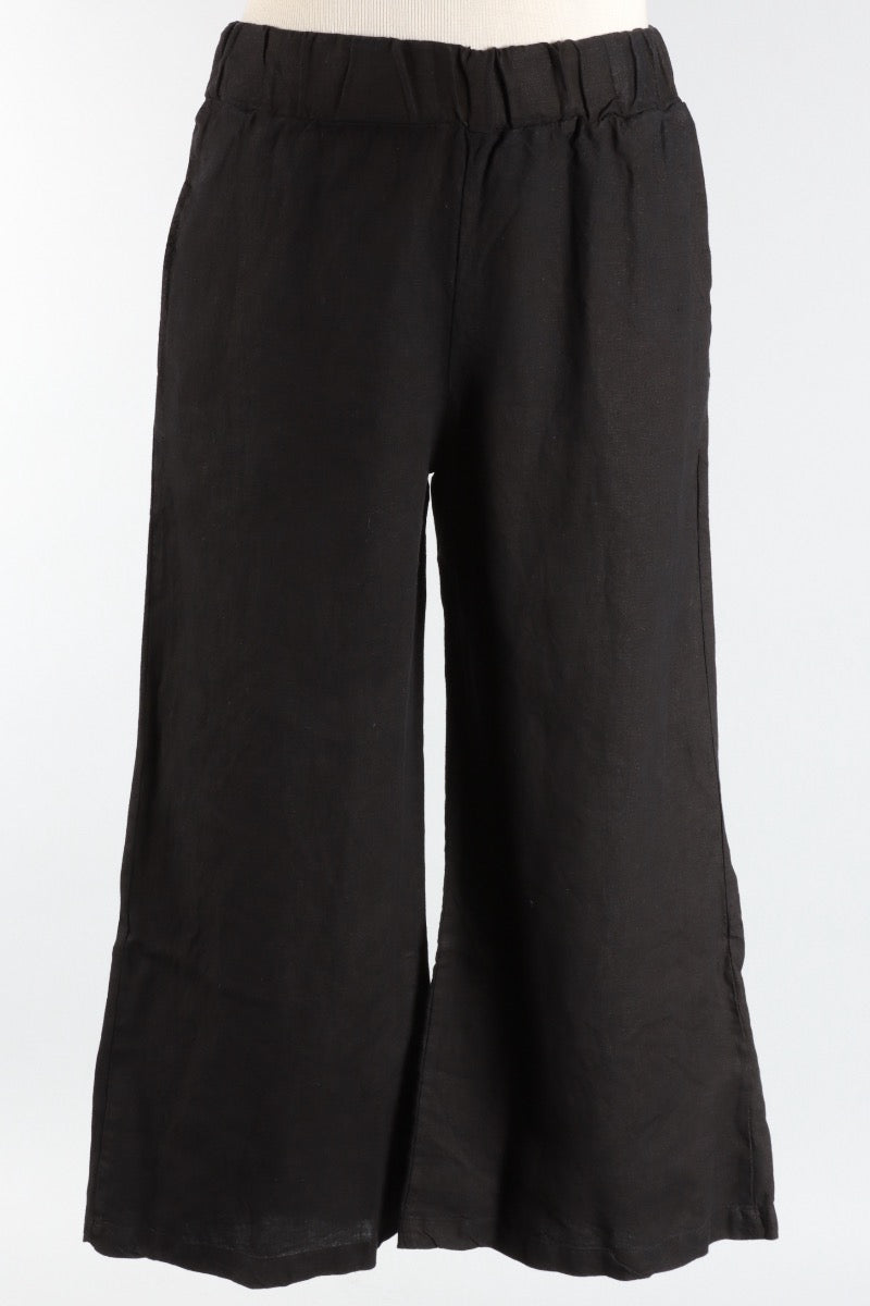 Wide Leg Ankle Pant - Black