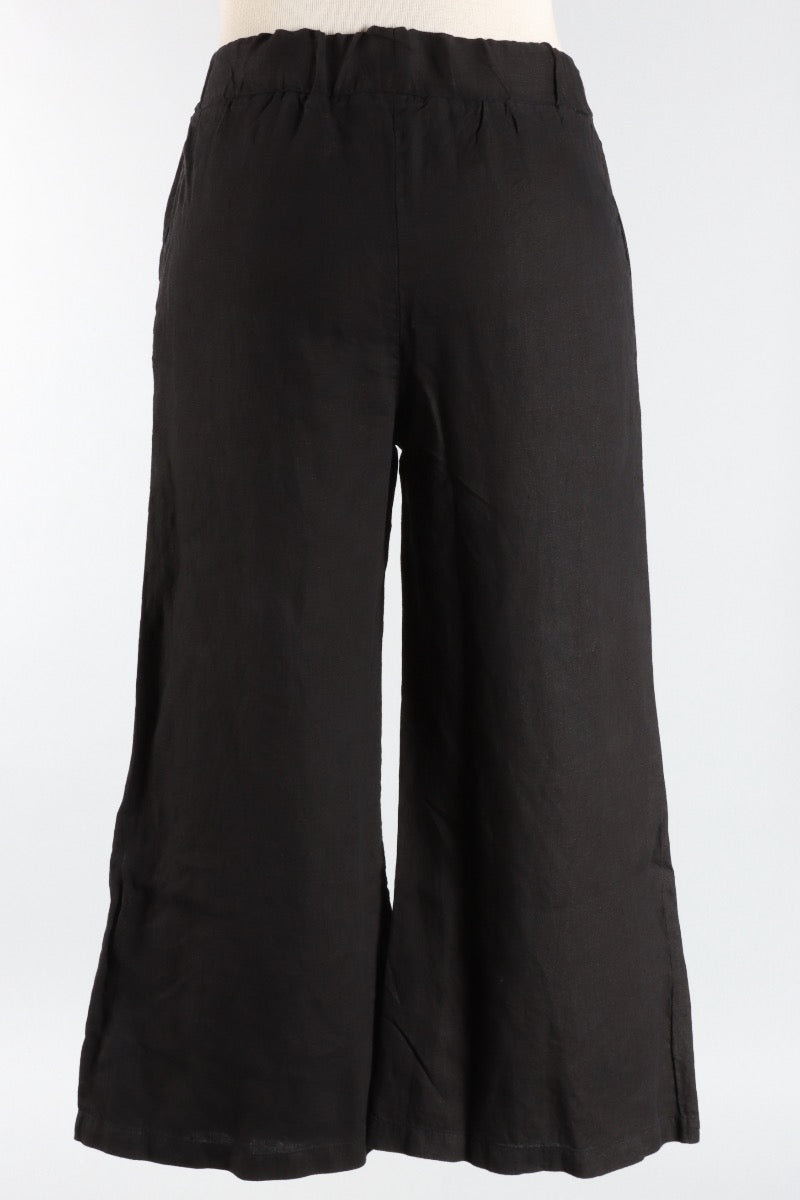 Wide Leg Ankle Pant - Black