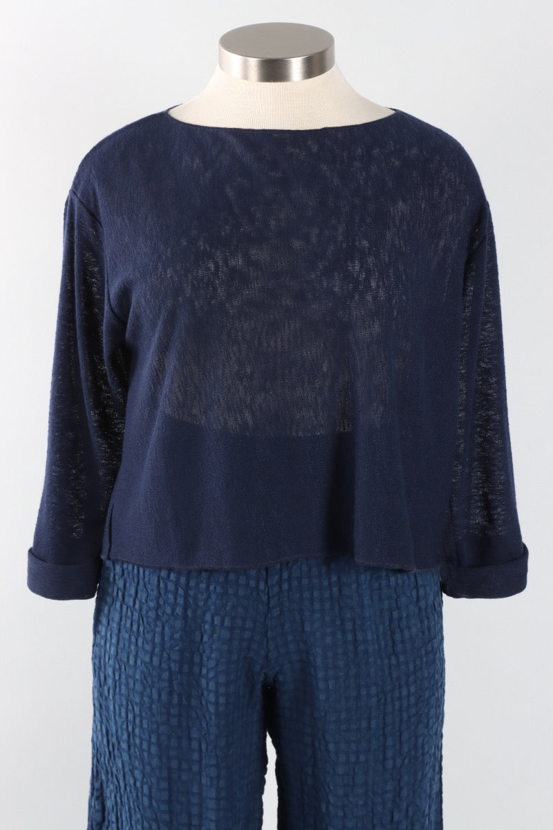 Boxy Pullover Sweater - Navy