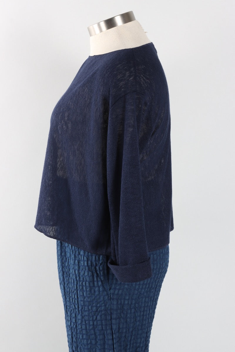 Boxy Pullover Sweater - Navy