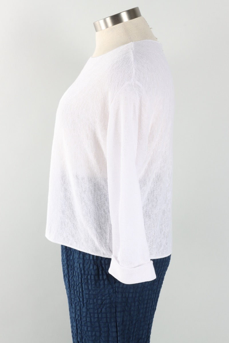 Boxy Pullover Sweater - White