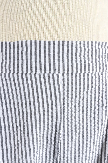 Button Shorts - Cream Stripe Seersucker