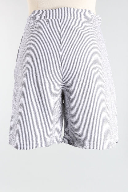 Button Shorts - Cream Stripe Seersucker