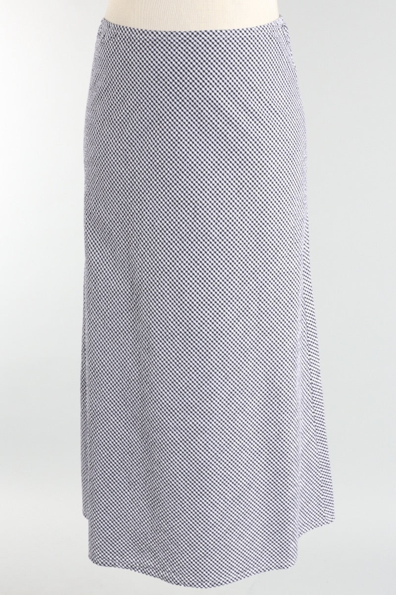 Long Bias Skirt - Cream Check Seersucker
