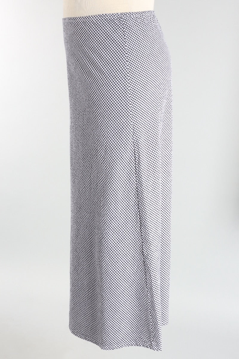 Long Bias Skirt - Cream Check Seersucker