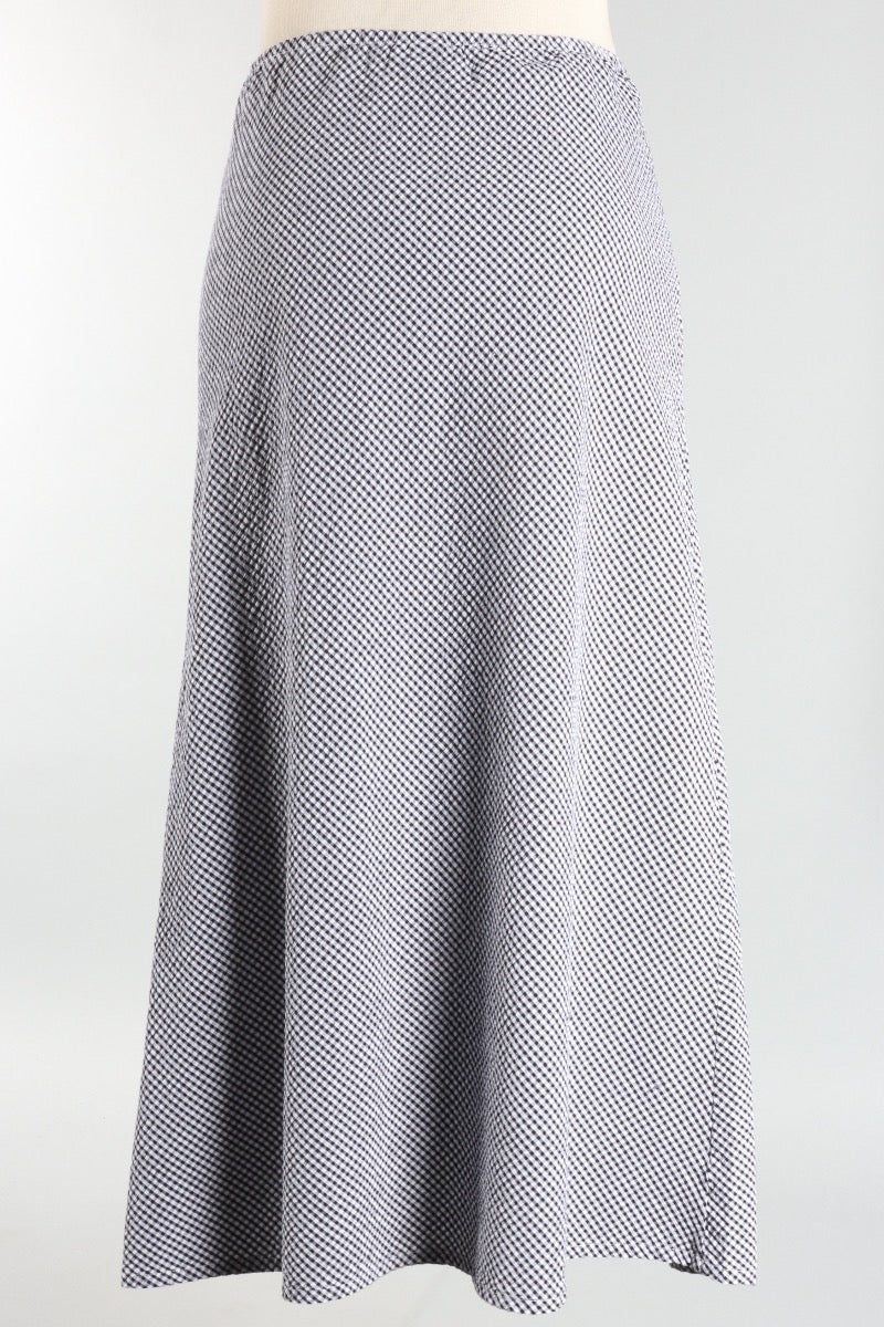 Long Bias Skirt - Cream Check Seersucker
