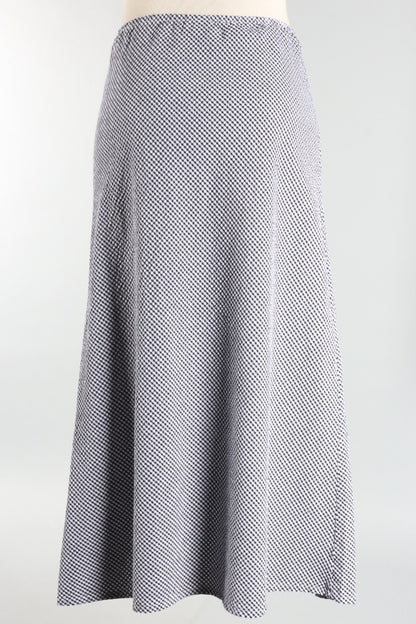 Long Bias Skirt - Cream Check Seersucker
