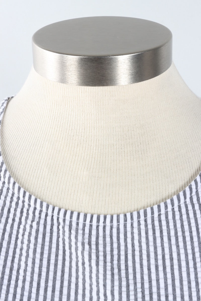 Trapeze Tank - Cream Stripe Seersucker