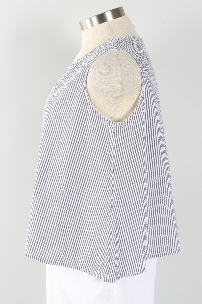 Trapeze Tank - Cream Stripe Seersucker
