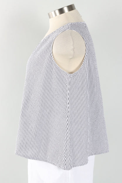 Trapeze Tank - Cream Stripe Seersucker