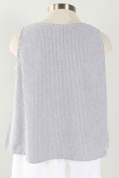 Trapeze Tank - Cream Stripe Seersucker