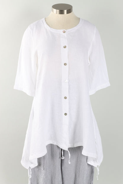 Ruched Kay Cardigan - White Light Linen