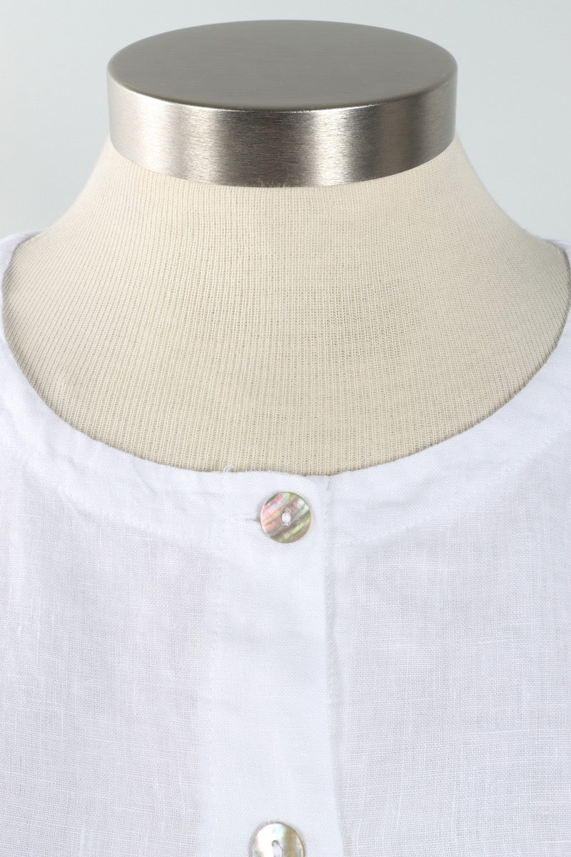 Ruched Kay Cardigan - White Light Linen