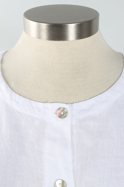 Ruched Kay Cardigan - White Light Linen