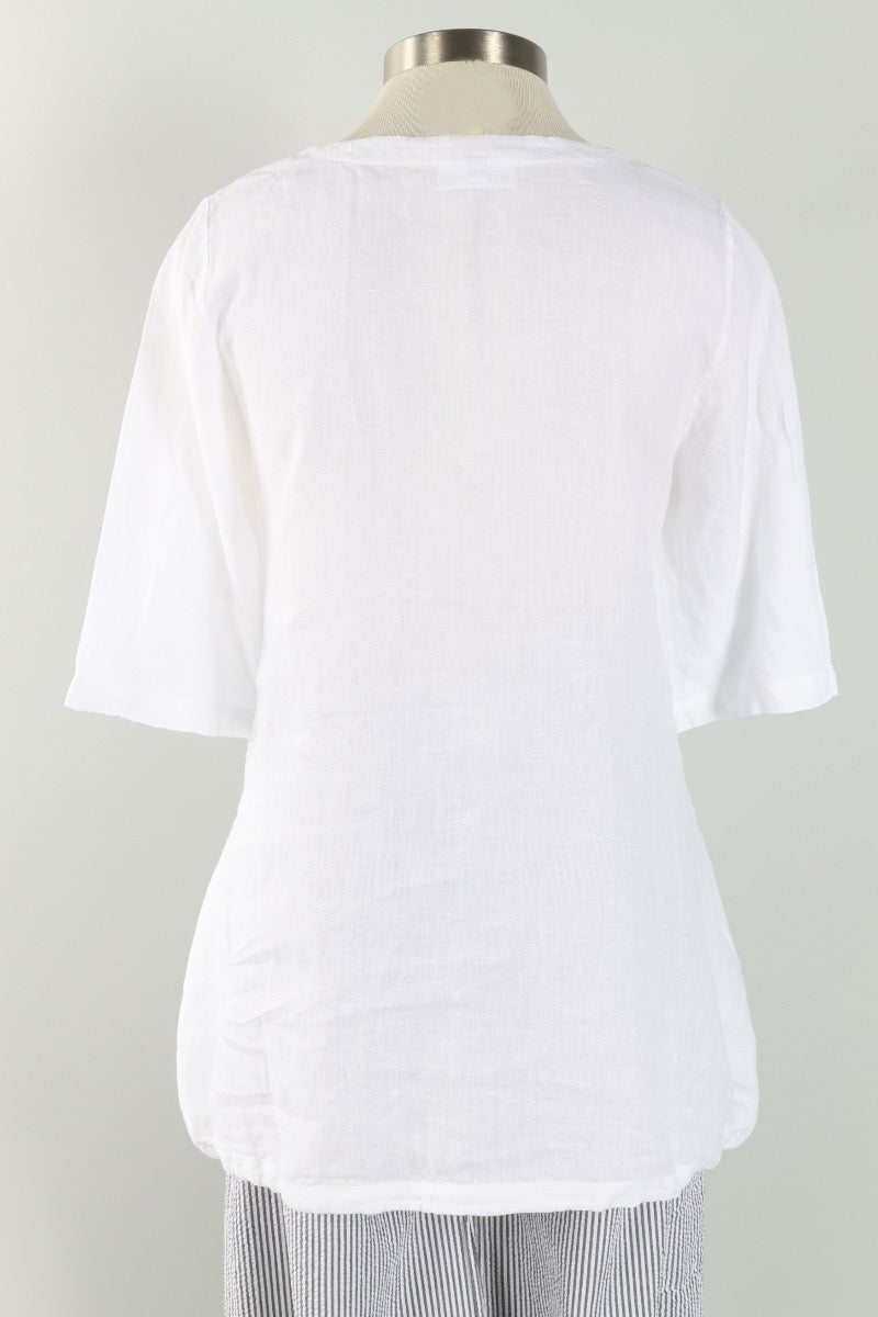 Ruched Kay Cardigan - White Light Linen