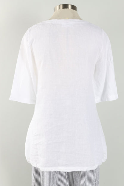 Ruched Kay Cardigan - White Light Linen