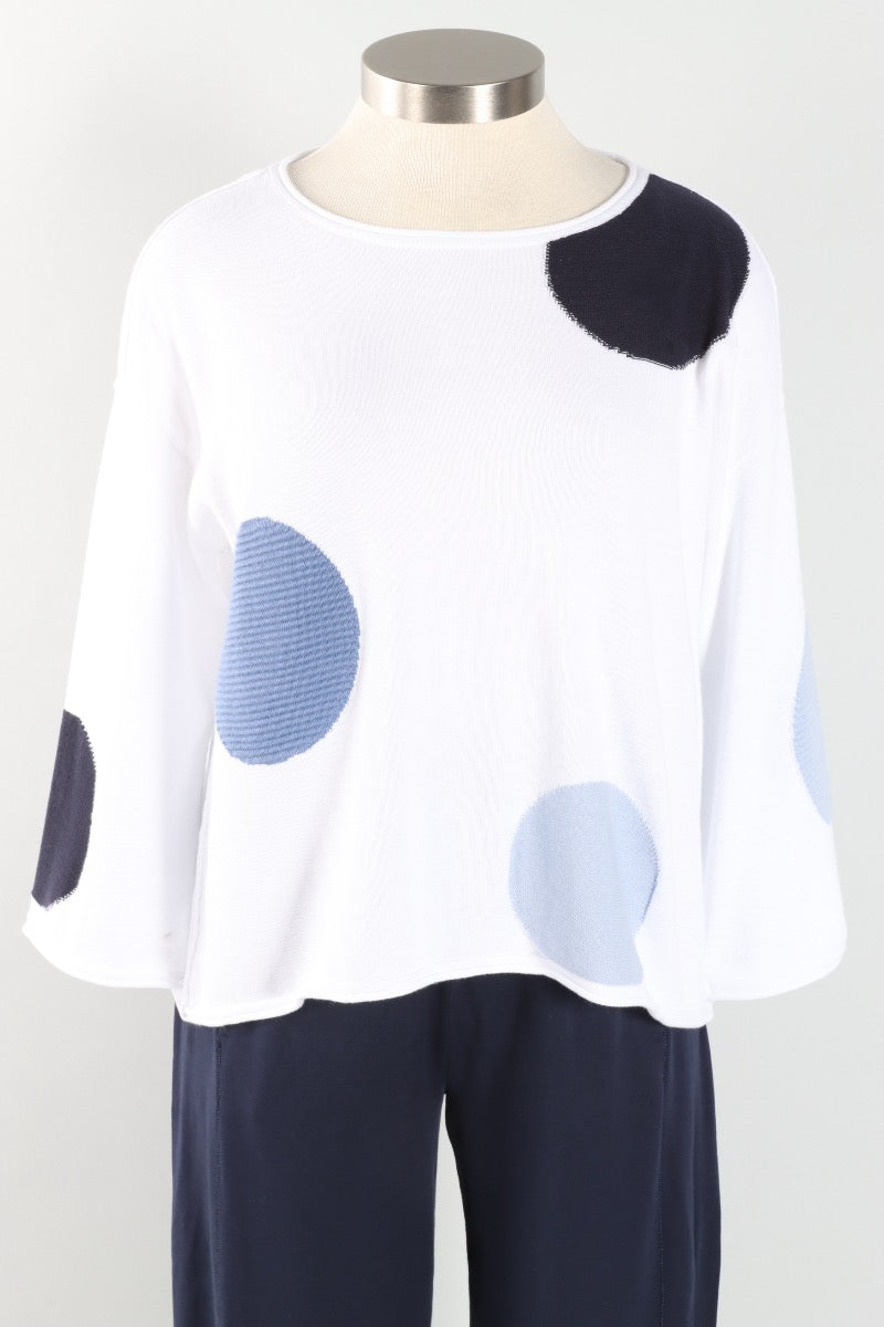 Mixed Dot Pullover - White
