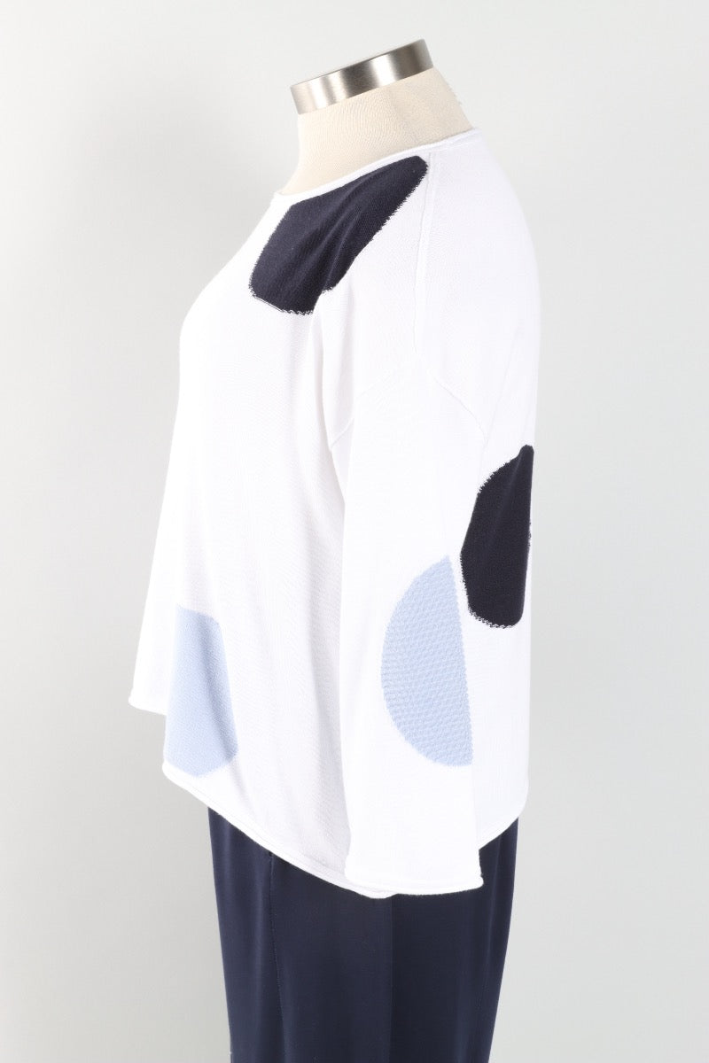 Mixed Dot Pullover - White