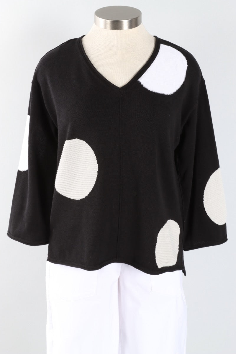 Mixed Dot V-Neck - Black