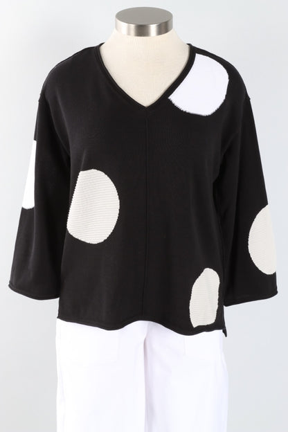 Mixed Dot V-Neck - Black