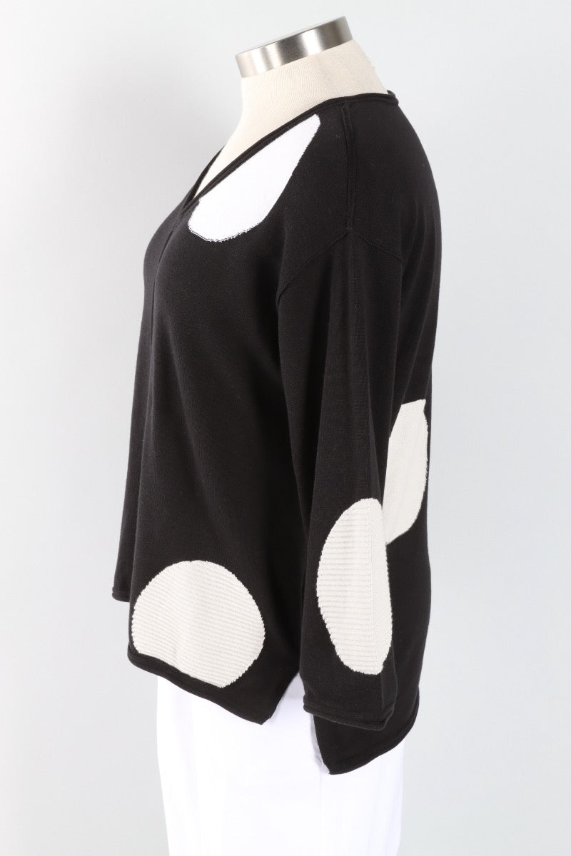 Mixed Dot V-Neck - Black