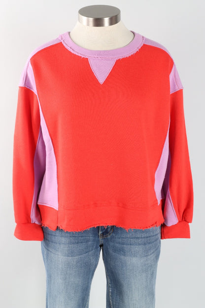 Contrast Sweatshirt - Red & Lavender