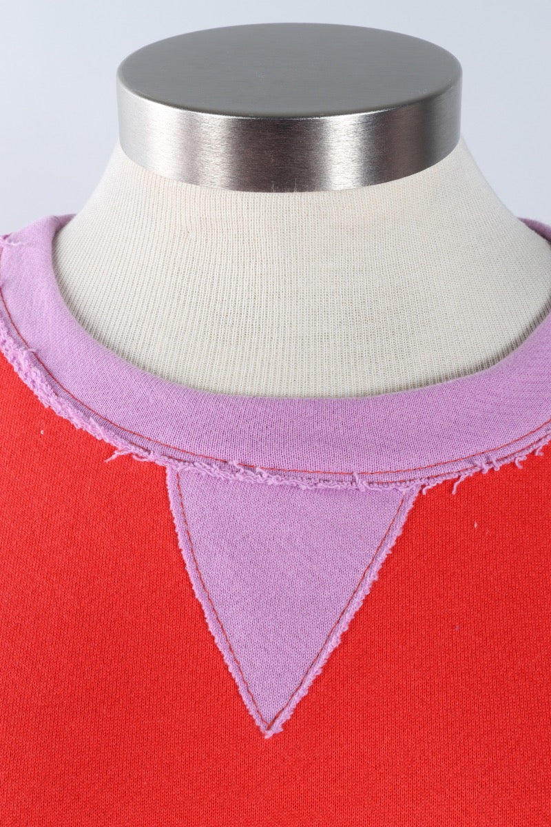 Contrast Sweatshirt - Red & Lavender