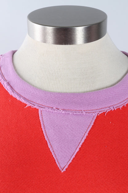 Contrast Sweatshirt - Red & Lavender