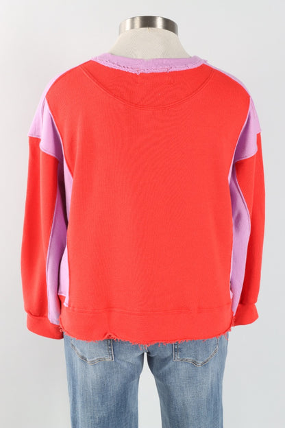 Contrast Sweatshirt - Red & Lavender