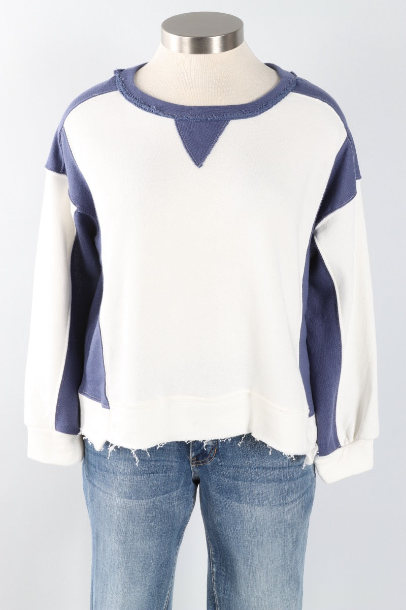 Contrast Sweatshirt - Blue & Ivory