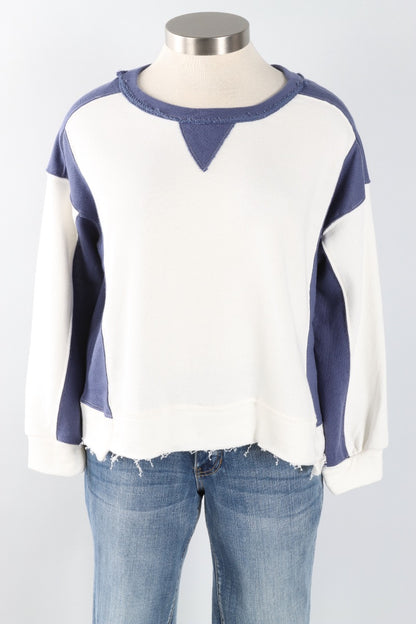 Contrast Sweatshirt - Blue & Ivory