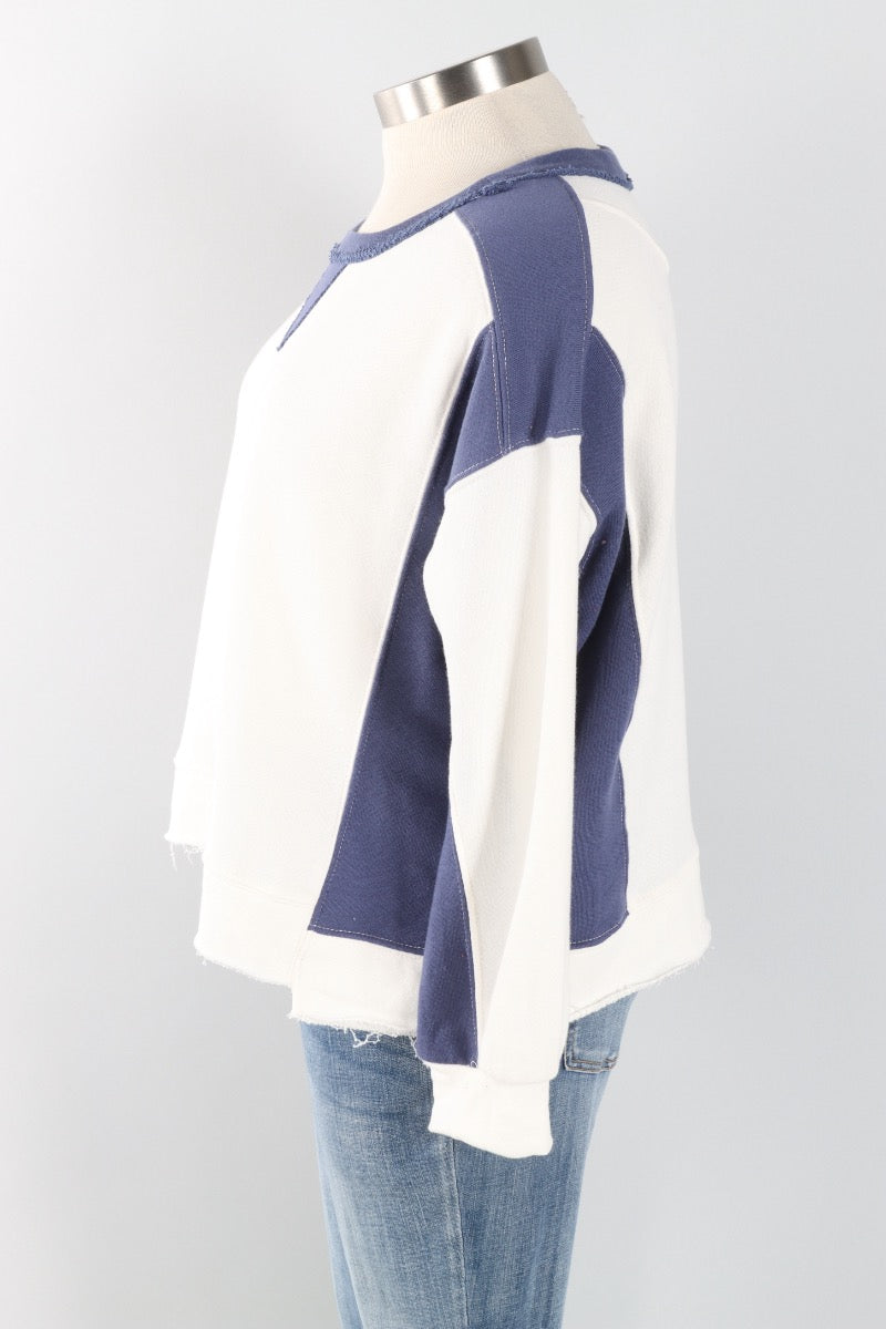 Contrast Sweatshirt - Blue & Ivory