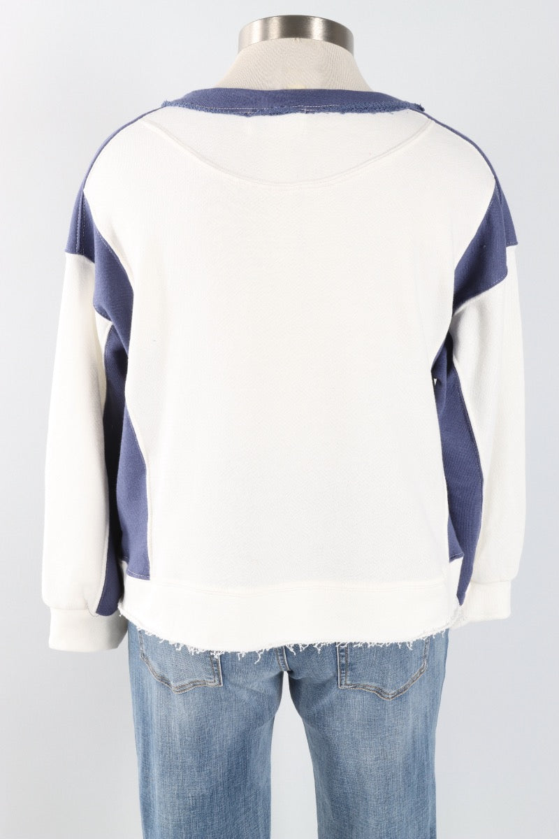 Contrast Sweatshirt - Blue & Ivory
