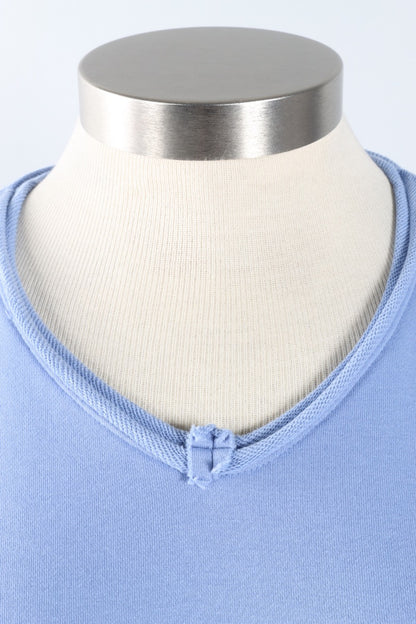 Frenchie V-Neck Sweatshirt - Periwinkle Blue