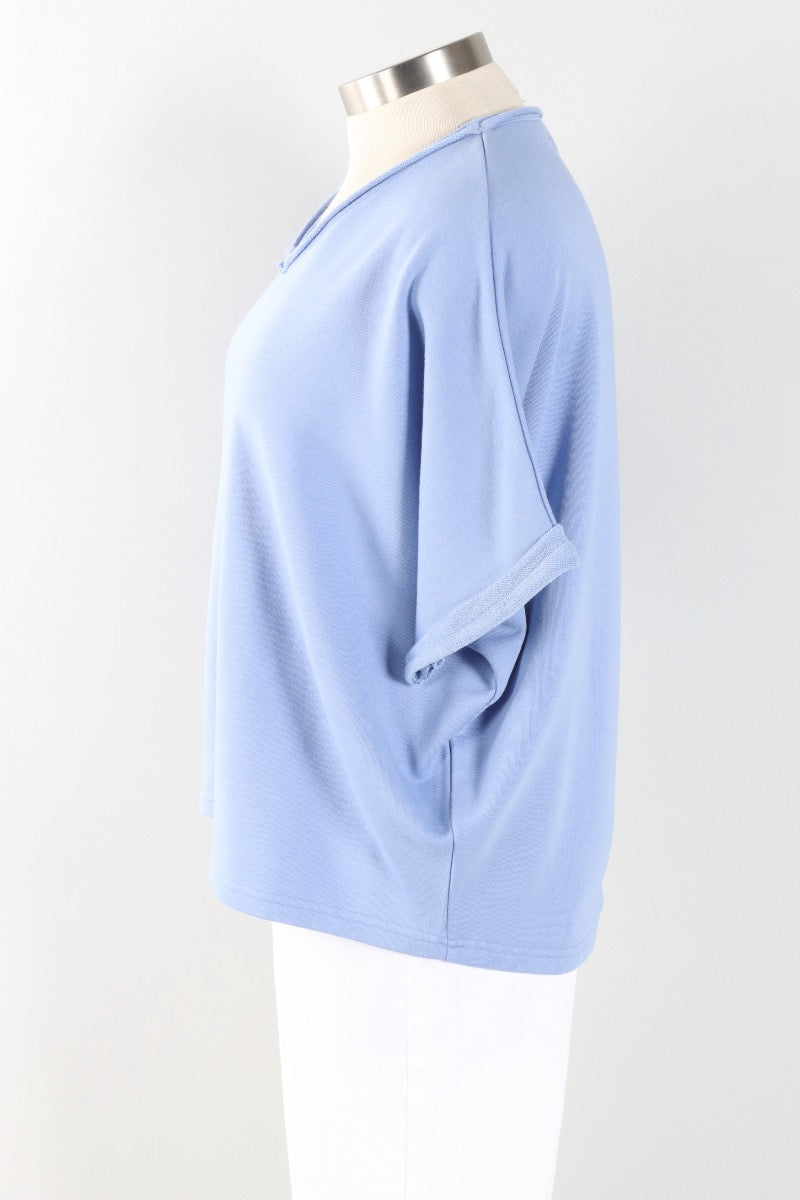 Frenchie V-Neck Sweatshirt - Periwinkle Blue