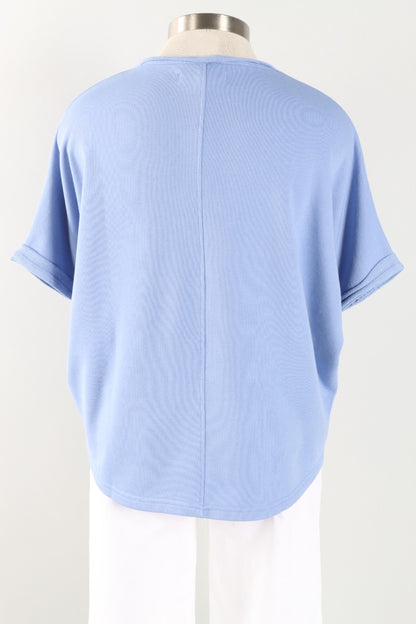 Frenchie V-Neck Sweatshirt - Periwinkle Blue