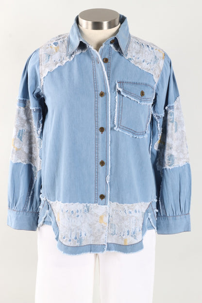 Frayed Edge Chambray Shirt - Denim