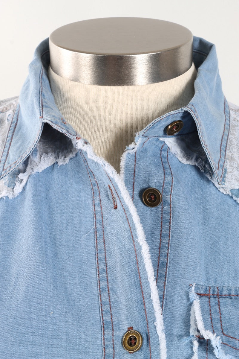 Frayed Edge Chambray Shirt - Denim