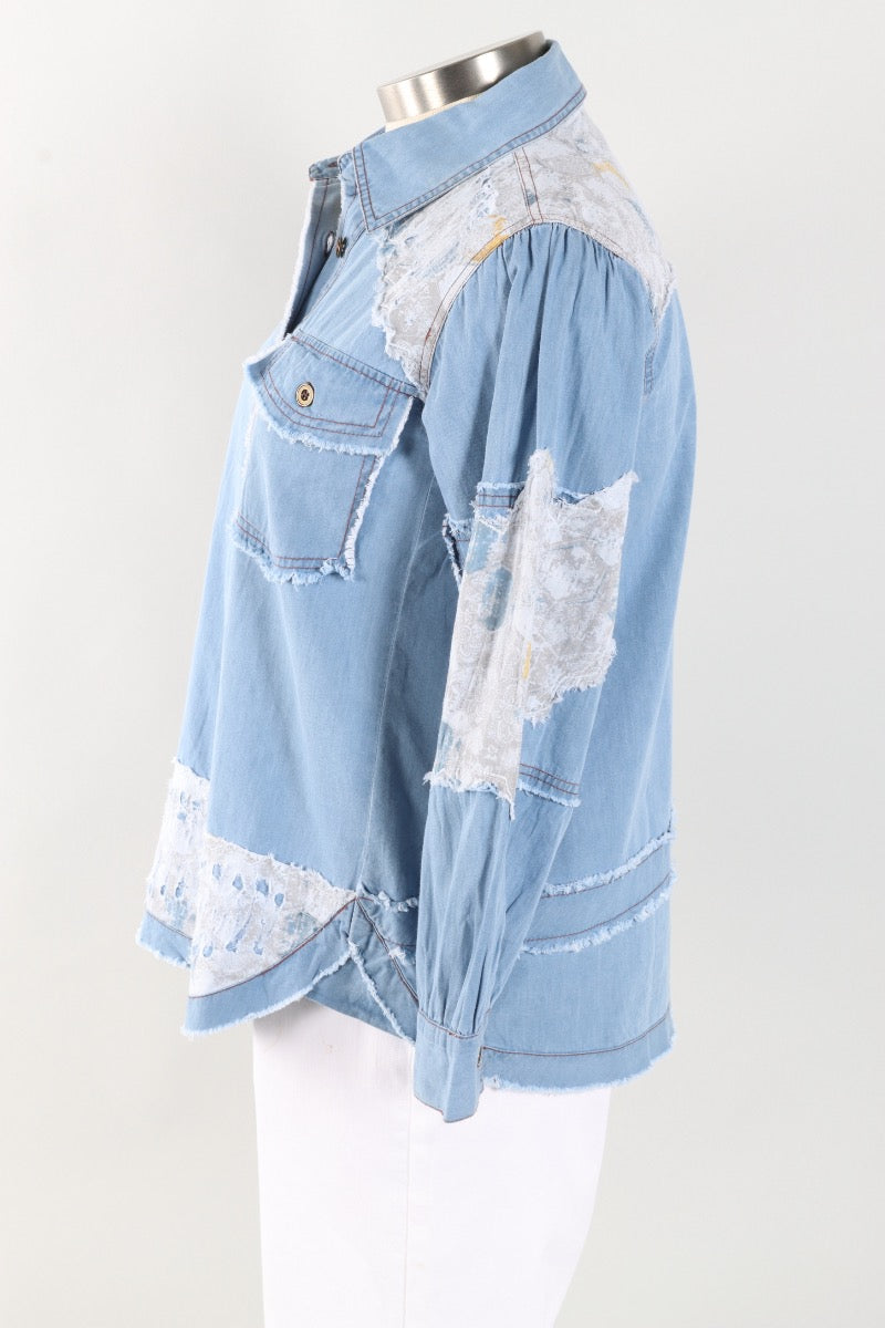 Frayed Edge Chambray Shirt - Denim
