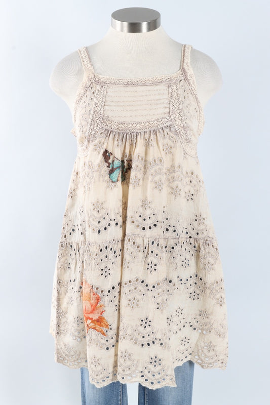 Eyelet Tank - Cream