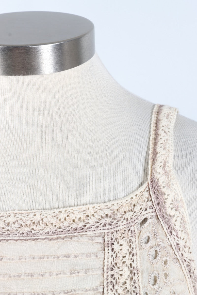 Eyelet Tank - Cream