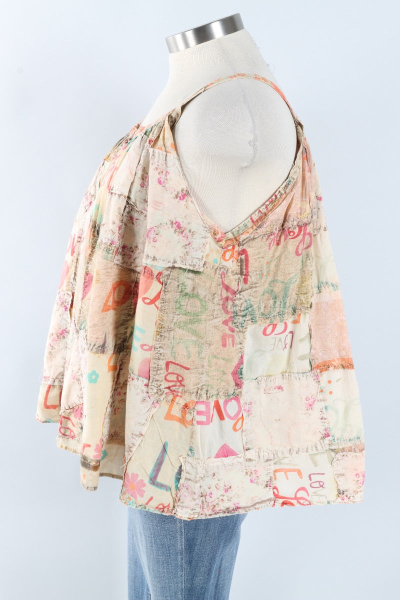 Button Front Tank - Natural Multi