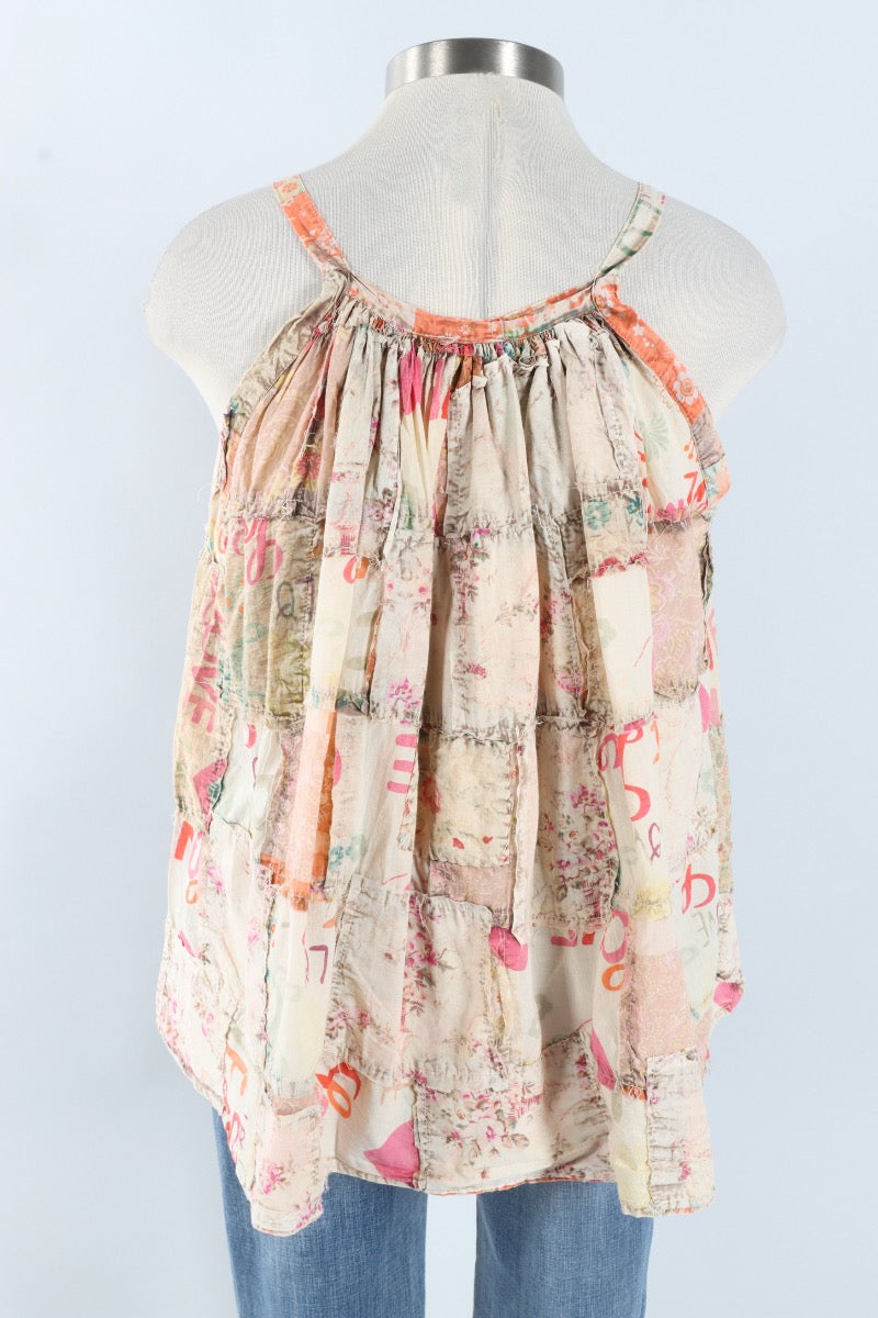 Button Front Tank - Natural Multi