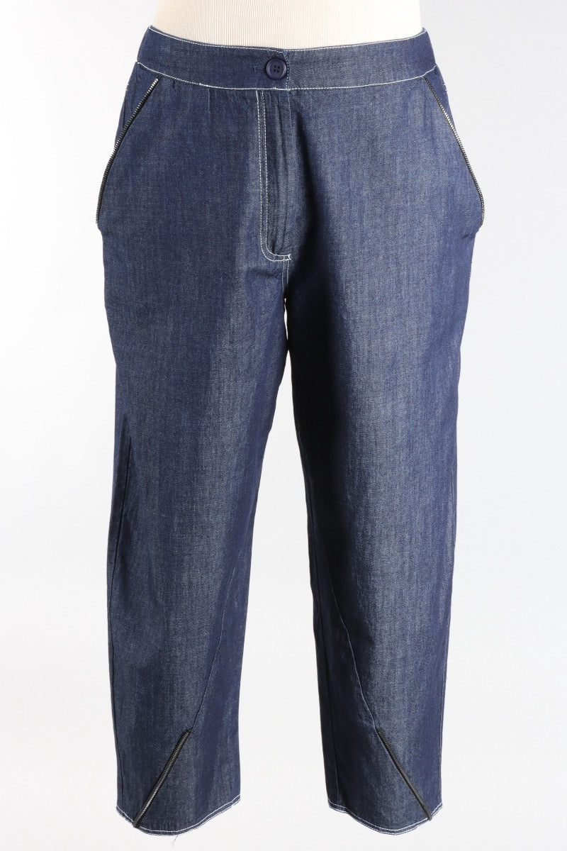 Tapered Zipper Pant - Denim