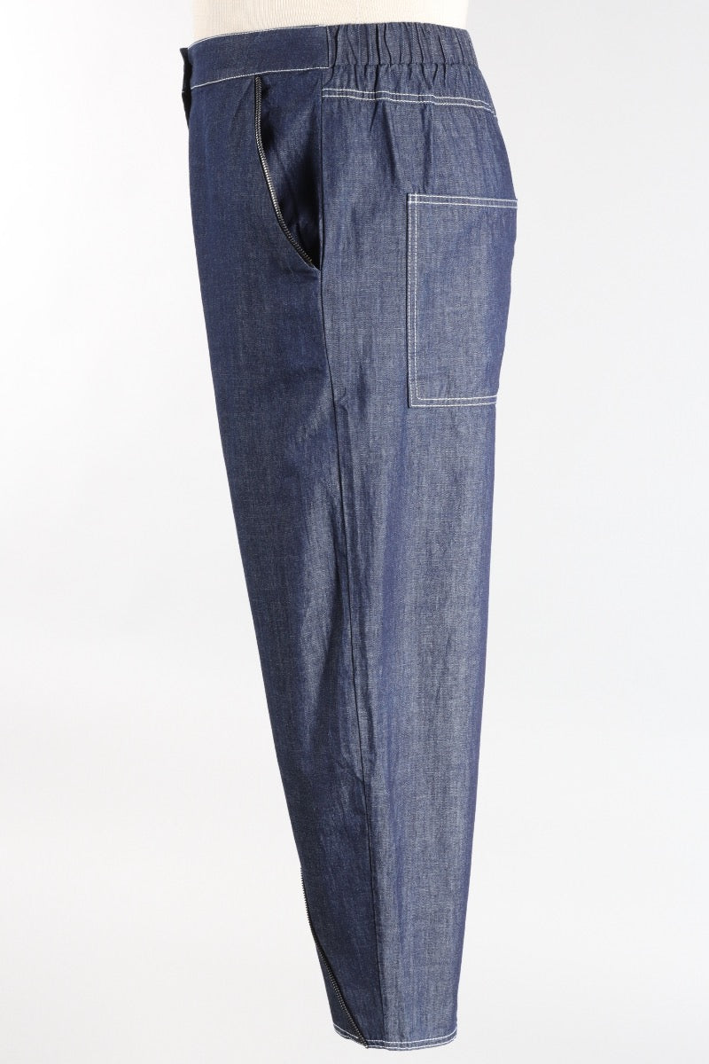 Tapered Zipper Pant - Denim