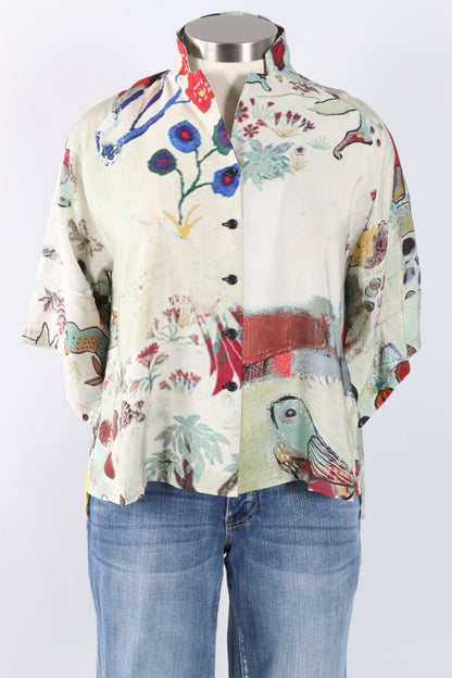 Button  Jacket - Abstract Flower