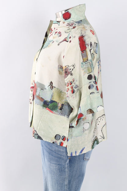 Button  Jacket - Abstract Flower