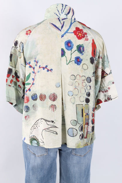 Button  Jacket - Abstract Flower