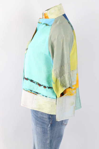 Button Jacket - Abstract Blue