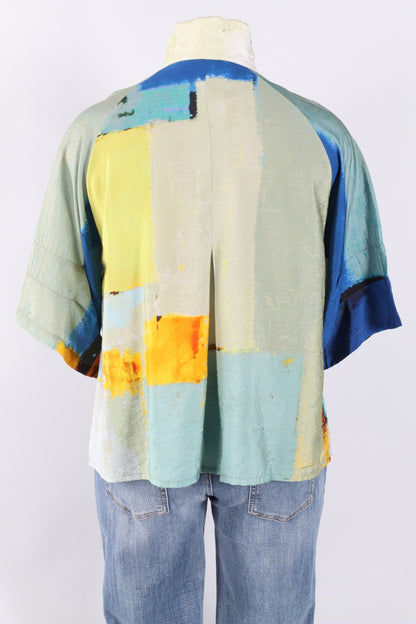 Button Jacket - Abstract Blue